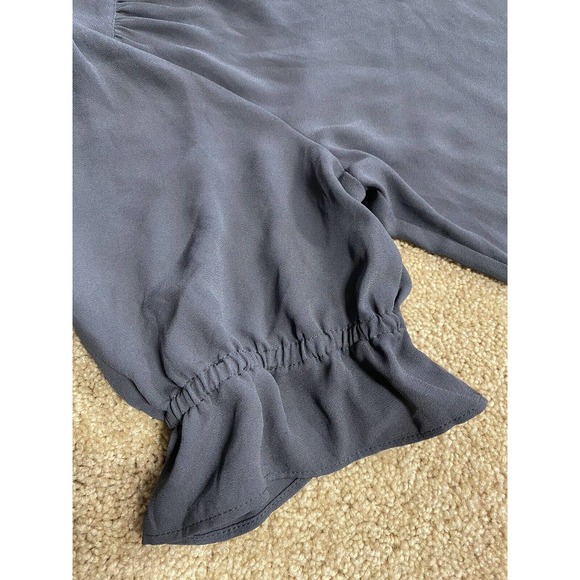 LOFT Womens Small Blouse Gray Ruffle Sleeves‎ - Picture 3 of 4